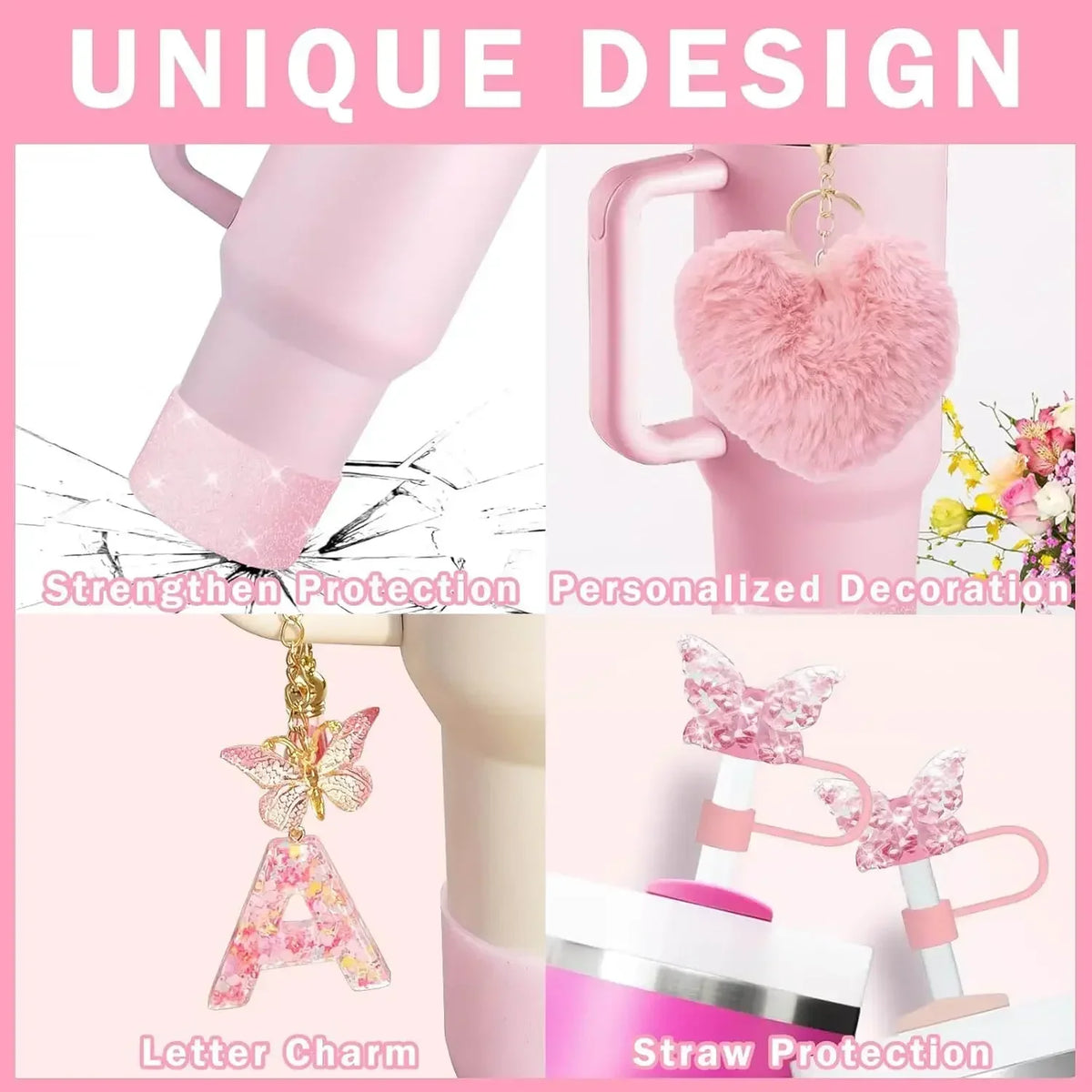 Personalized initial tumbler charm set