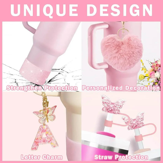 Personalized initial tumbler charm set
