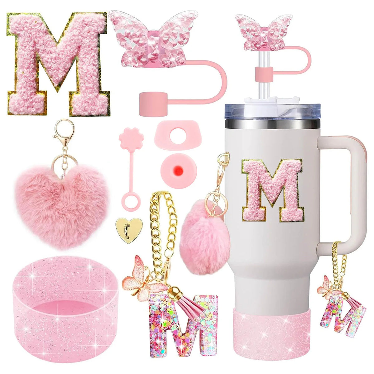 Personalized initial tumbler charm set