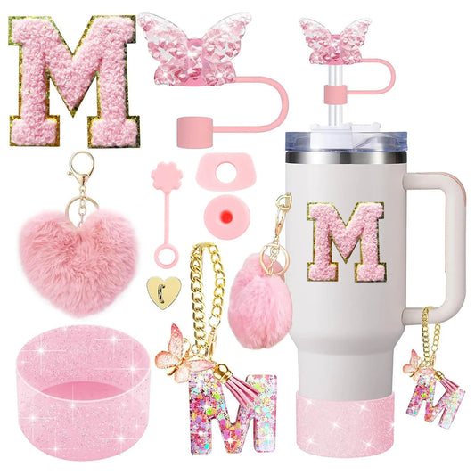 Personalized initial tumbler charm set